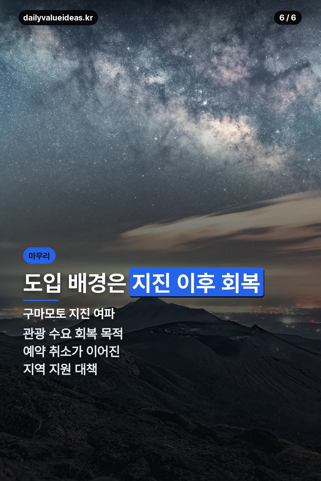 도입 배경은 지진 이후 회복