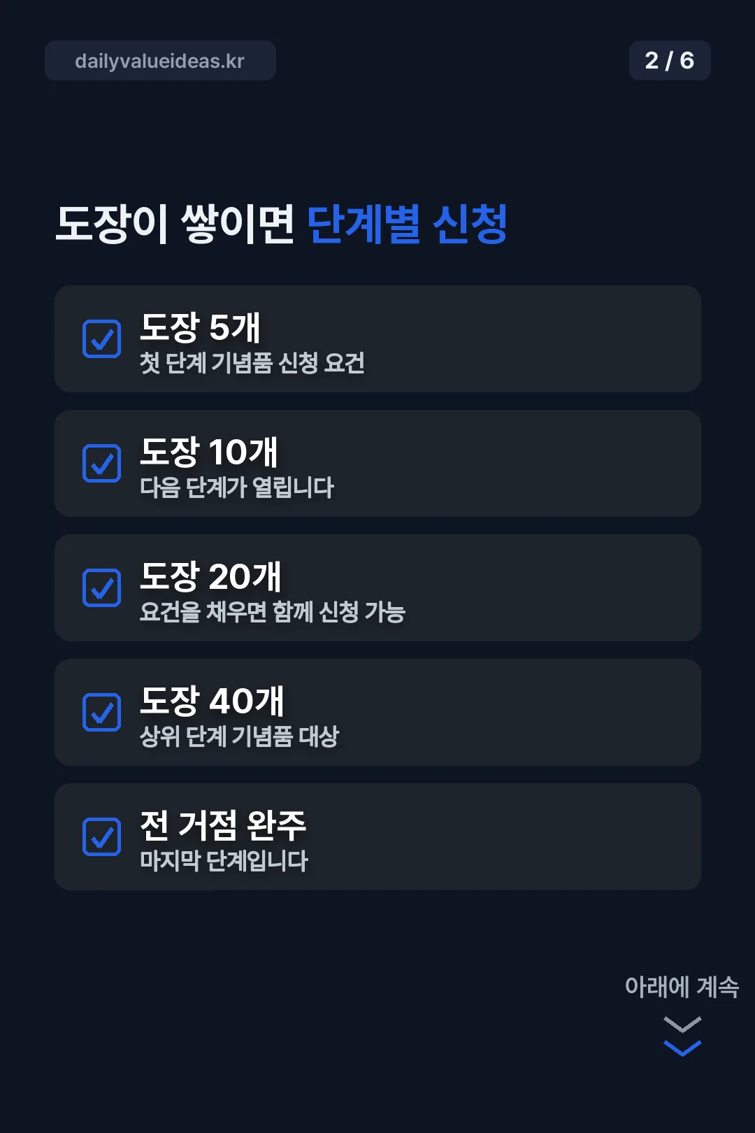 도장 개수별 기념품 단계